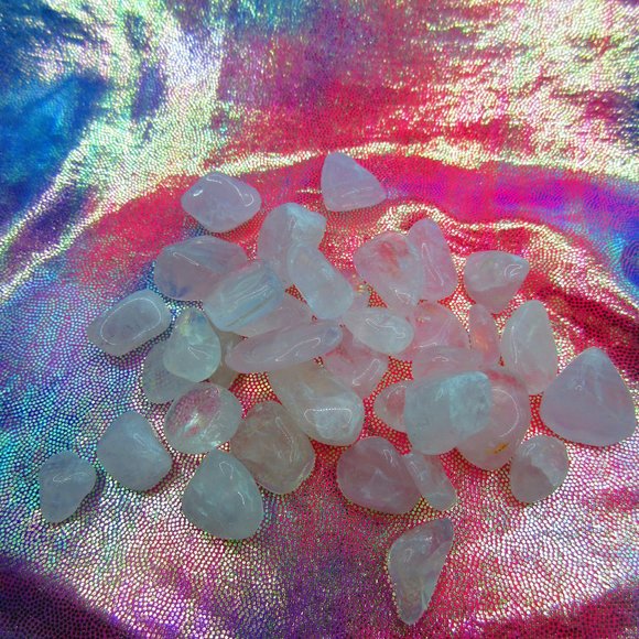 Rose Quartz Crystal Tumbled 3 Ounce Grid Set - Picture 2 of 5